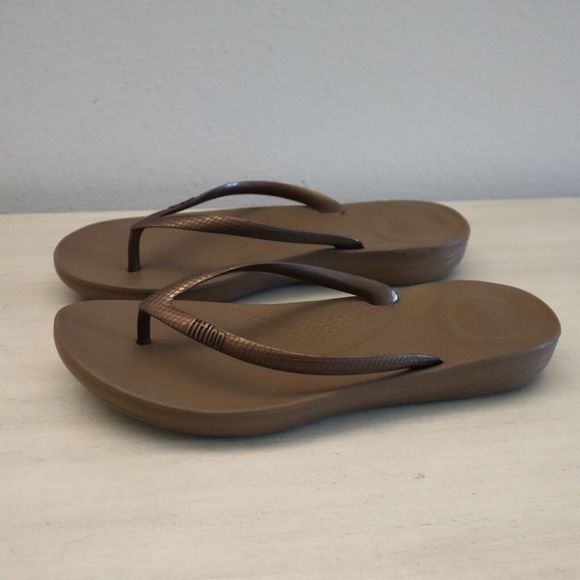 FitFlop E54-012-060 Women’s 8 Bronze Brown iQushion Ergonomic Flip-Flops Sandals - Picture 5 of 8
